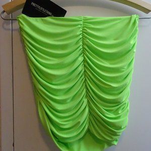 Pretty Little Thing Lime Green Strapless Ruched Tube Top
